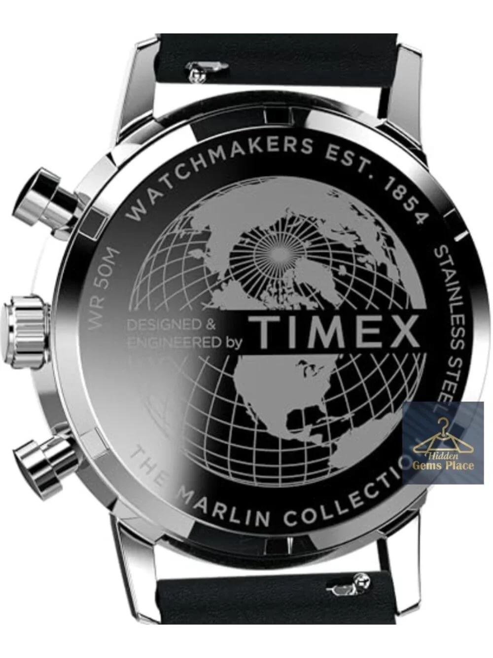 Men's 40mm Marlin Watch - Quartz Chronograph, Leather Strap, Stainless Steel